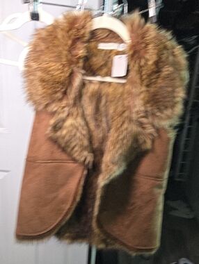 Chico's Faux-Fur Vest in Mixed Brown Tones